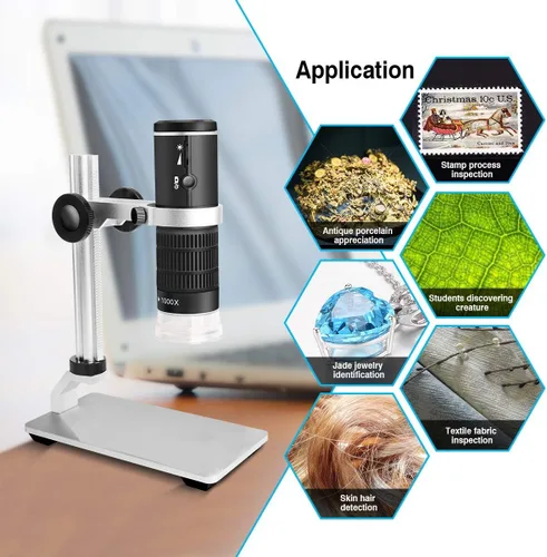 Miniatura 7 de Microscopio digital WiFi para iPhone, teléfono Android, Mac, Windows, HD 1080P/720P, grabación de video 50-1000X, microscopio portátil inalámbrico