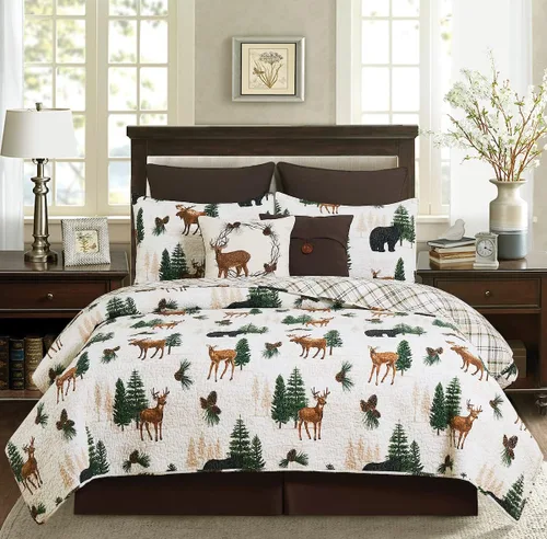 Miniatura 2 de C&F Home Crestwood - Juego de edredón de 3 piezas con diseño de ciervos y pinos para todas las estaciones, otoño, cosecha, invierno, rústico