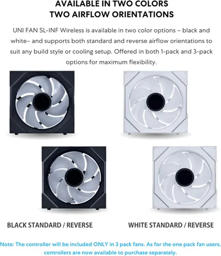 Miniatura 5 de Lian Li UNI - Ventilador SL-Infinity inalámbrico 120 - Paquete triple (hoja inversa) - Control de ventilador ARGB de señal inalámbrica de 2.4 GHz