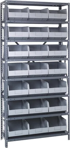 Miniatura 108 de Quantum QSBU-245BK Heavy Duty Shelving Unit with (7) Shelves and (24) QUS245 Black Bins for Garage Warehouse Storage Distribution 400 lb Load