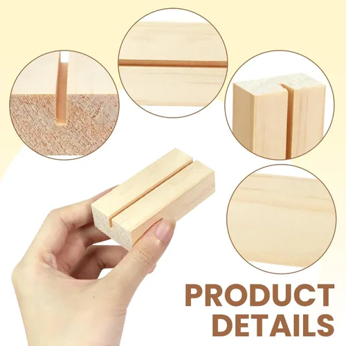 Miniatura 3 de 60 soportes de madera de 2.75 x 1.38 pulgadas para números de mesa de madera, portatarjetas para fotos, soporte acrílico para ceremonia, fiesta