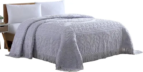 Miniatura 21 de Beatrice Home Fashions Colcha de Chenilla con Medallón, Full, Blanco