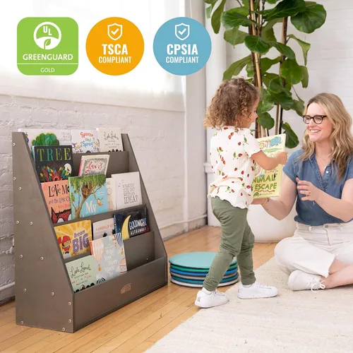 Miniatura 6 de ECR4Kids Streamline - Expositor de libros de una sola cara con almacenamiento, estantería para aula, color gris lavado