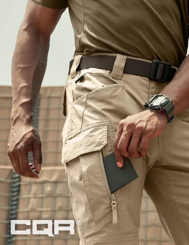 Miniatura 131 de CQR – Pantalones tácticos elásticos tipo cargo para hombre, resistentes al agua, de tela ripstop (antidesgarros), ligeros, ideales para uso diario