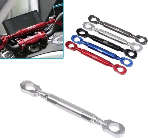 Miniatura 10 de 0.866 in aleación de aluminio Bold grueso motocicleta Accesorios Balance Bar ajustable fuerza palancas manillar travesaño teléfono titular (negro)