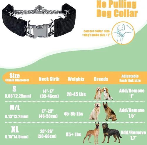 Miniatura 5 de Collar de entrenamiento para perros, collar ajustable para perros con hebilla de liberación rápida, collar sin tirones para perros pequeños