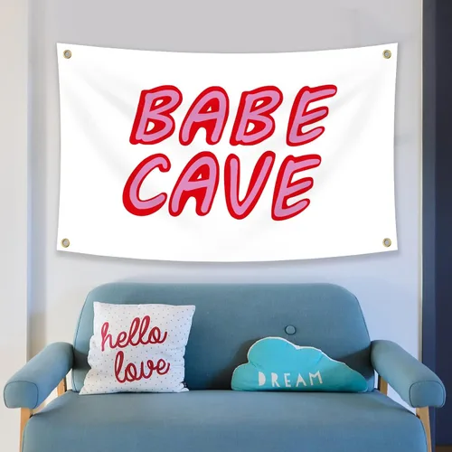 Miniatura 5 de Bandera de cueva de bebé de 3 x 5 pies, divertido póster duradero, bandera de pared de cueva de hombre con 4 ojales de latón. Esta hermosa bandera