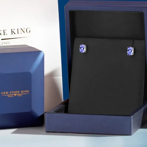 Miniatura 5 de Gem Stone King Aretes ovalados con piedra natal de oro de 14 quilates Ovalados de 0.236 x 0.157 pulgadas