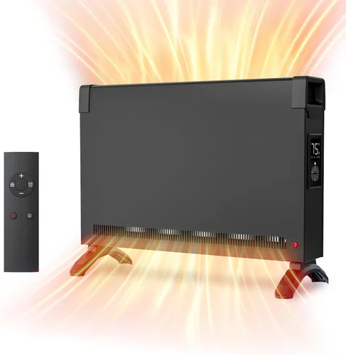BREEZEHEAT Calentador de Panel de Convección 1500W, Calentador de Espacio Eléctrico Eficiente en Energía para Uso Interior con Control Remoto,