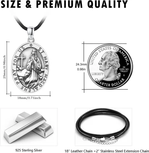 Miniatura 485 de Collar de plata de ley 925 con medalla de San Patrón, colgante de protección católica, amuleto, joyería religiosa para hombres y mujeres