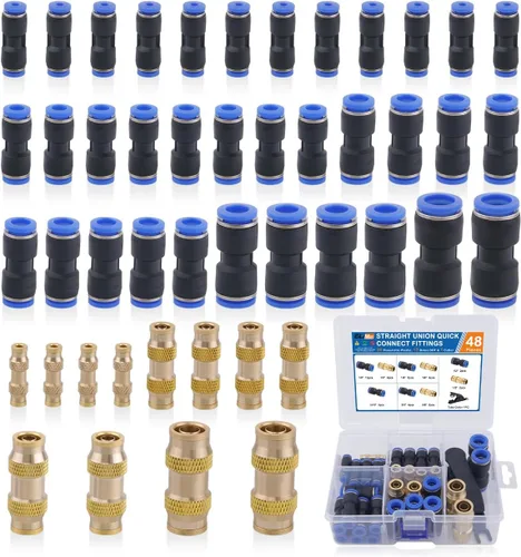 Miniatura 9 de 32 piezas de accesorios de línea de freno de aire de latón DOT surtido de 1/4" 3/8" 1/2" kit de accesorios de línea de aire de empuje para conectar