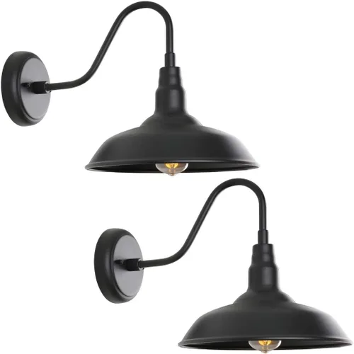 Miniatura 20 de Luz de granero de cuello de cisne de 10 pulgadas para exteriores, luces verdes para porche con interior blanco, cúpula pequeña, para patio, cuello