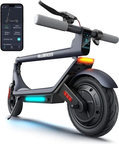 MEGAWHEELS Electric Scooter,Electric Scooter Adults Teens,10in Pneumatic Tires,350/500/600W Motor,19/31 Miles Range,15.5mph E Scooter with Smart APP