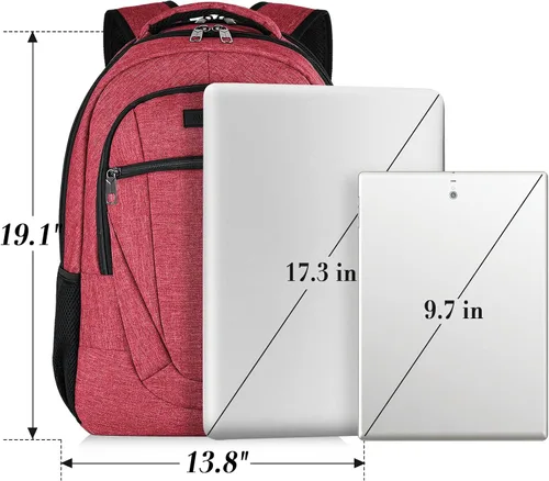Miniatura 4 de Mochila para portátil unisex BIKROD en color rosa, adecuada para estudiantes universitarios, compartimento para portátil de 17 pulgadas