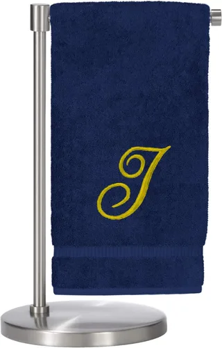Miniatura 26 de Script R - Toalla de baño con monograma, regalo personalizado, 27 x 54 pulgadas, juego de 1 toalla bordada con texto dorado, 100% algodón turco