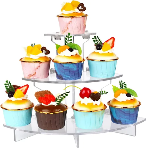 Miniatura 8 de Estante de exhibición de acrílico para figuras Amiibo Funko POP, organizador de perfumes y colonias, soporte para cupcakes de 3 niveles, soporte