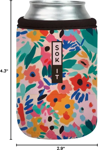 Miniatura 4 de Sok It Can Sok - Funda de neopreno aislada para cerveza y soda (floral abstracto, funda para lata de 12 onzas)