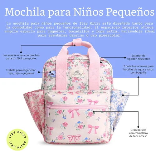 Miniatura 2 de Itzy Ritzy - Mochila para niños - Bolso para guardería - Cuenta con correas ajustables para los hombros, 2 bolsillos laterales y un amplio