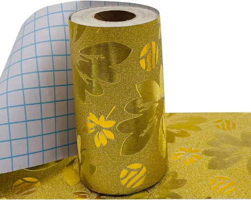 Miniatura 4 de Bling Papel pintado borde rollo autoadhesivo hogar pared decoración papel impermeable línea de rodapié azulejos de baño PVC hoja de oro