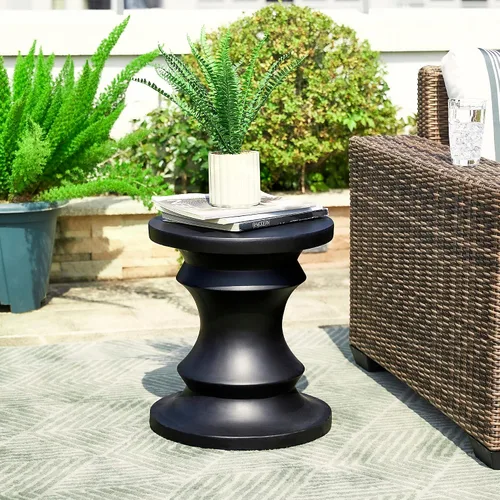 Giltzhome Taburete decorativo antiguo de jardín, 18.25 pulgadas de alto, mesa de acento de ajedrez resistente, mesa auxiliar, soporte para maceta