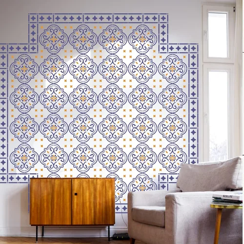 Miniatura 7 de FINGERINSPIRE 3 plantillas de azulejos de suelo de 11.8 x 11.8 pulgadas, plantillas reutilizables de bordes y esquinas, plantillas de pared