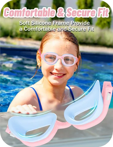 Miniatura 5 de Vvinca Gafas de natación para niños, gafas de natación para niños pequeños de 3 a 14 años, protección UV antivaho sin fugas, gafas de piscina