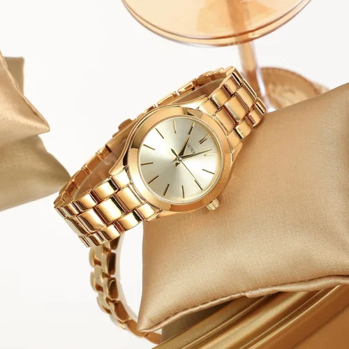 Miniatura 5 de BUREI Reloj de negocios para mujer con fecha de día, movimiento de cuarzo analógico, pulsera de acero inoxidable de oro plateado, reloj de moda