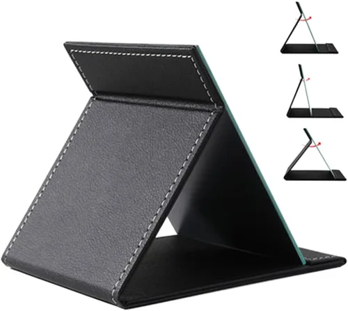Miniatura 4 de JOLY Protable - Espejo plegable de piel sintética para maquillaje con soporte ajustable para uso personal, viajes (S, rosa)