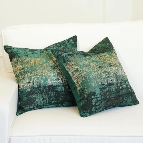 Miniatura 18 de THE-TINOART Fundas de almohada de estilo rústico moderno de 18x18, fundas de almohada decorativas tejidas en jacquard beige y dorado para sofá