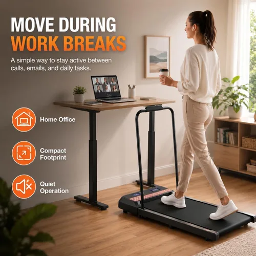 Miniatura 2 de Walking Pad with Handle Bar, 8% Incline, Compact Under Desk Treadmill 2.5HP quiet motor, 265 lb capacity, 0.6-4 MPH speed, 15 x 35.4 in belt