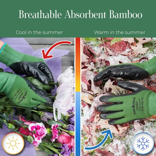 Miniatura 2 de Guantes de jardinería de bambú, recubiertos de goma, aptos para pantalla táctil, transpirables y ligeros, para hombres y mujeres