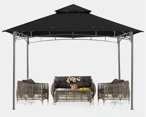 Miniatura 10 de ABCCANOPY Gazebos para patios 10x10 - Gazebo con marco de acero para exteriores para césped, patio trasero, jardín, terraza (gris oscuro)