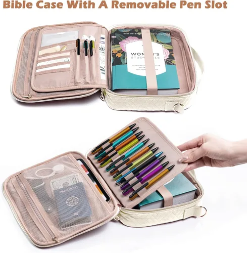 Miniatura 2 de Elegante funda para la Biblia de IMAGINING para mujer, funda para Biblia con asas y bolsas, gran regalo y protector de libros