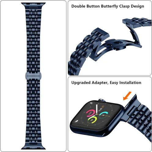 Miniatura 6 de Tasikar Compatible con Apple Watch Strap de 1.929 in 1.811 in 1.772 in 1.732 in 1.654 in 1.614 in 1.575 in 1.496 in, correa de metal de acero