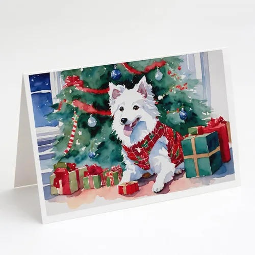 Miniatura 152 de Caroline's Treasures DAC2753GCA7P Paquete de 8 tarjetas de felicitación navideña acogedora de Husky siberiano Tarjetas en blanco con sobres