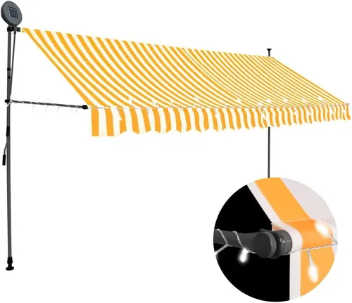 Miniatura 12 de vidaXL Toldo retráctil manual con luces LED, 59.1" - Amarillo y azul
