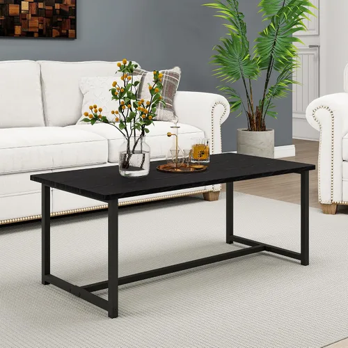 Miniatura 4 de Mesa auxiliar rectangular de 35.4 pulgadas para sala de estar, mesa de centro de estilo industrial moderna con marco de metal para espacios Negro