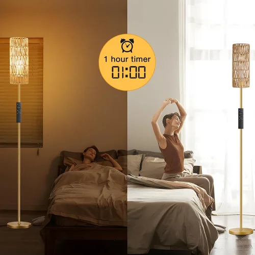 Miniatura 5 de Ambimall Lámparas de pie de 64 pulgadas para sala de estar con control remoto y colores regulables continuos, temperatura y brillo, lámpara de pie