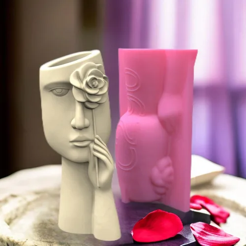 Miniatura 4 de BIBABLYKE Molde de silicona para maceta, moldes de hormigón, arte humano, macetas, moldes de cementos, material de silicona para bricolaje