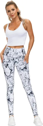 Miniatura 2 de THE GYM PEOPLE Pantalones de yoga gruesos de cintura alta con bolsillos, control de abdomen, leggings de yoga para mujer