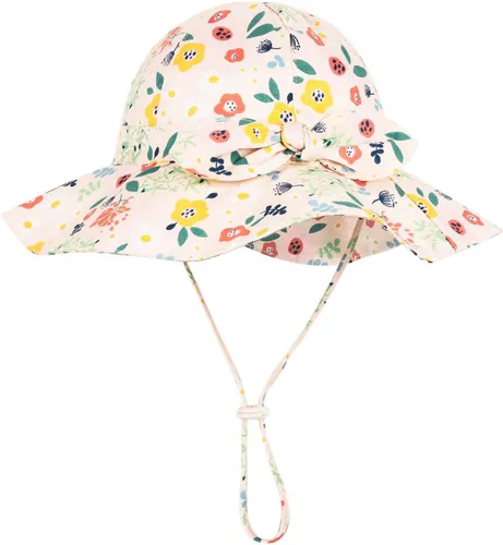 Miniatura 95 de Sombrero de sol para bebé niña con UPF 50+ sombrero de playa ajustable para exteriores con ala ancha