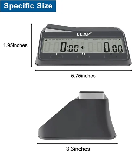 Miniatura 3 de LEAP 9921 - Reloj de ajedrez con gran pantalla, programa actualizado Byo-yomi, retraso y bonus