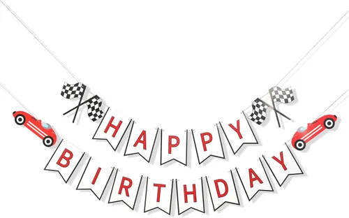 Cartel vintage de primer cumpleaños de coche de carreras, decoración de autos de carreras, pancarta de feliz cumpleaños, telón de fondo de fotos de