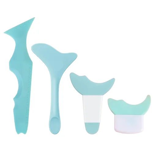 4 plantillas todo en uno para delineador de ojos, puntas de alas + plantillas de sombra de ojos + deflector de silicona, herramienta de guía de Azul