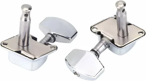 Miniatura 5 de Juego de 6 clavijas de afinación para guitarra plateada, semicerradas, cabezales de máquina 3L3R, con tornillos, clavijas de afinación de guitarra