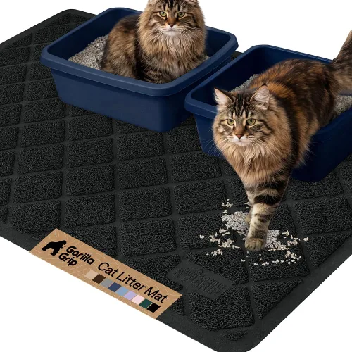 Miniatura 60 de Gorilla Grip - Tapete para atrapar la arena del arenero de gatos, 100% impermeable, fácil de limpiar, respaldo texturizado, suelos más limpios, se