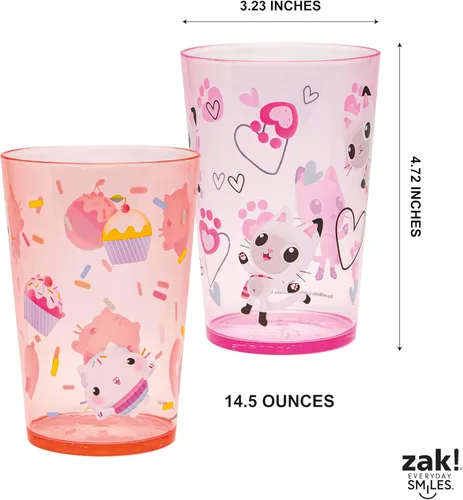 Miniatura 5 de Zak Designs DreamWorks Gabby's Dollhouse Juego de Vasos Anidables para el Hogar, Vasos de Plástico sin BPA de 14.5oz, Paquete de 4