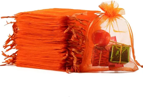 Miniatura 8 de Meowoo 100 bolsas de organza, bolsas de malla pequeñas de 3 x 4 pulgadas con cordón, bolsas de regalo de malla con cordón para joyas, dulces
