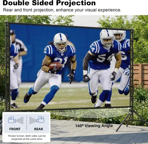 Miniatura 5 de Wootfairy Pantalla de proyector de 200 pulgadas con soporte: pantalla portátil sin arrugas Foldable 16:9 4K HD Front Rear Projection Movie Screen