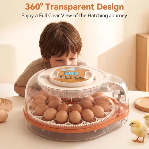 Miniatura 7 de Incubadora de huevos 26-59 con giro automático de huevos, máquina controlada por voz, control de temperatura y humedad, vela de huevos incorporada